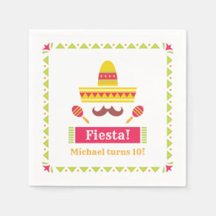 Guardanapo De Papel Sombrero Mustache Maracas Fiesta Napkins