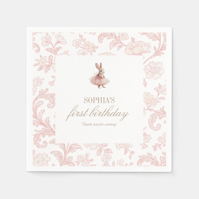 Guardanapo De Papel Some Bunny Birthday Pink Bunny Party (Frente)