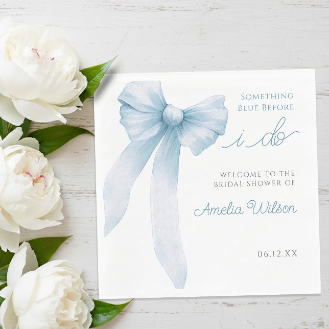 Guardanapo De Papel Something Blue Before I Do Bow Bridal Shower (Something Blue Before I Do Bow Bridal Shower Napkins)