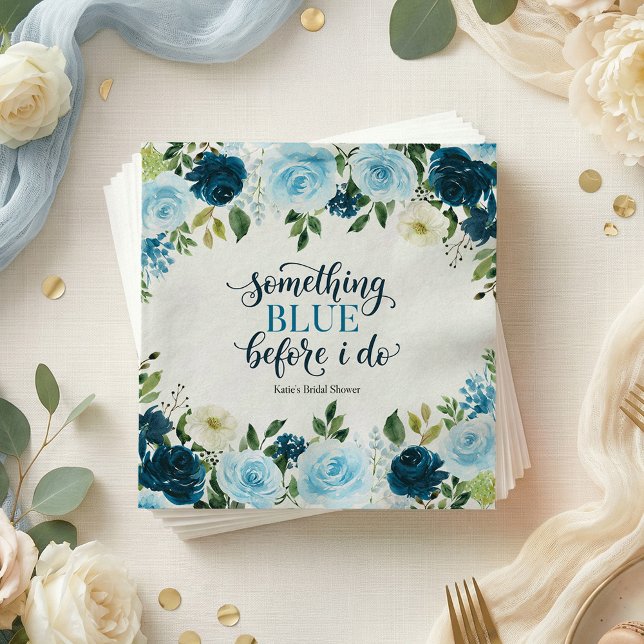 Guardanapo De Papel Something Blue Before I Do Navy Floral Bridal Show (Criador carregado)