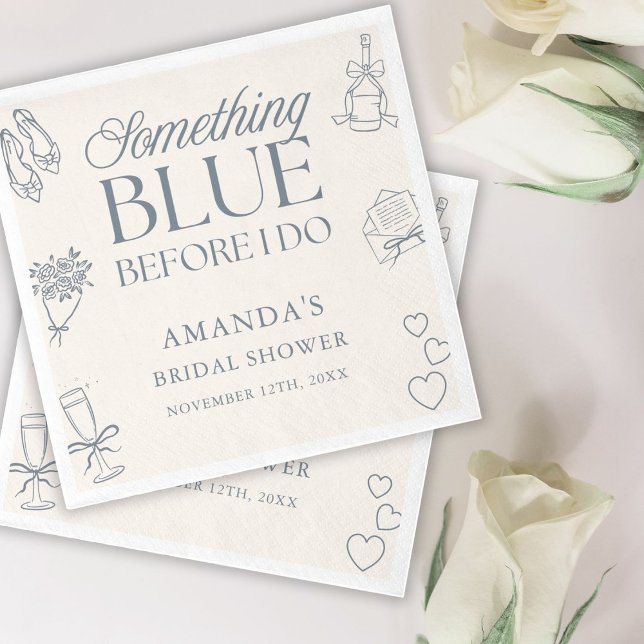 Guardanapo De Papel Something Blue Before I Do Whimsical Bridal Shower (Criador carregado)