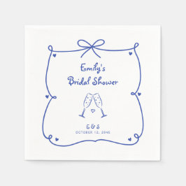 Guardanapo De Papel Something Blue Whimsical Hand Drawn Bridal Shower