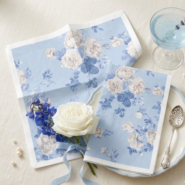 Guardanapo De Papel Something Blue Wildflower Bouquet Bridal Shower  (Criador carregado)
