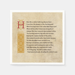 Guardanapo De Papel Soneto 97 de Shakespeare (XCVII) no pergaminho