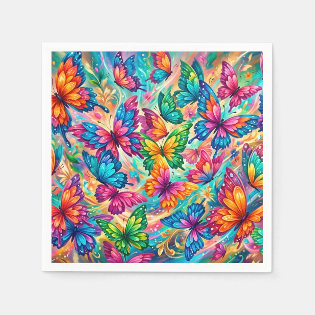 Guardanapo De Papel Sonho de Borboleta Vibrante – Boho Tropical (Frente)