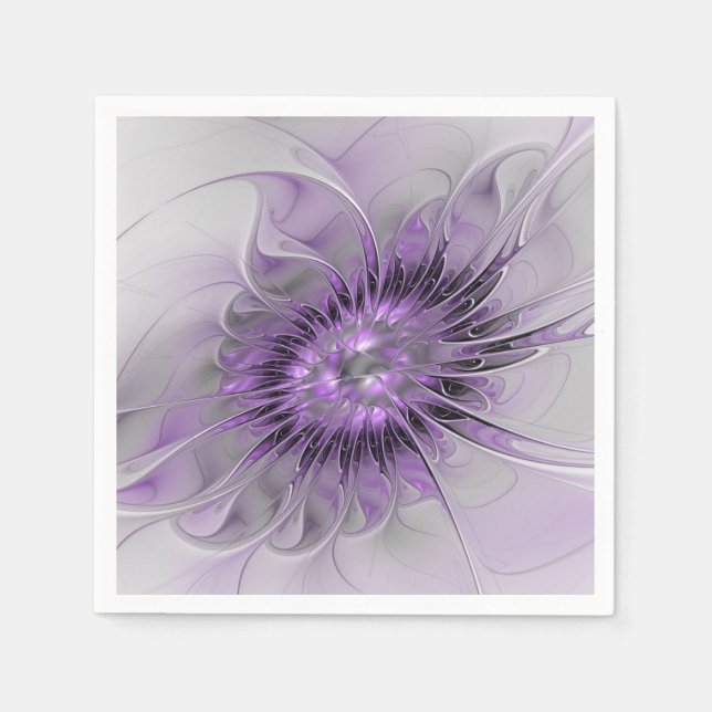 Guardanapo De Papel Sonho de Flor de Lavanda Arte Fractal Abstrato Mod (Frente)