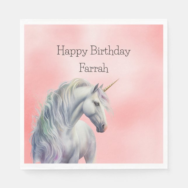 Guardanapo De Papel Sonho de Unicórnio Rosa Pêssego (Frente)