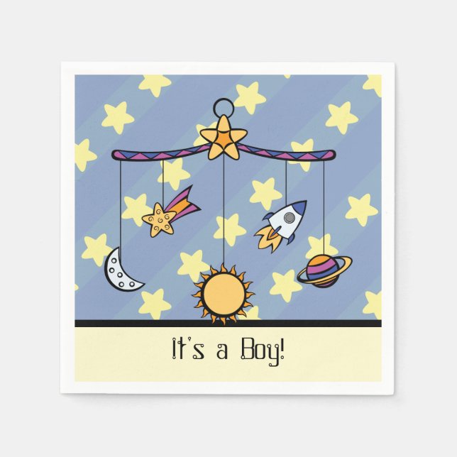 Guardanapo De Papel Sonhos do Chá de fraldas espacial móvel Napkins (Frente)