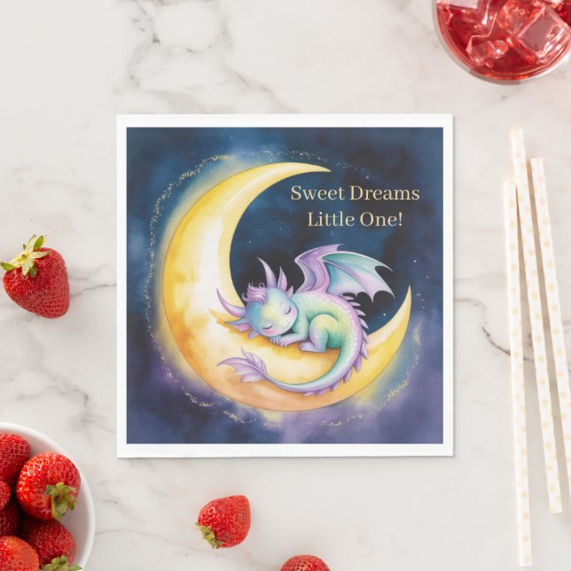 Guardanapo De Papel Sonhos Doces Dragão e Metade da Lua Chá de Bebê (Insitu)