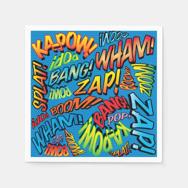 Guardanapo De Papel Sons divertidos de histórias em quadrinhos retrô (Frente)