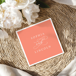Guardanapo De Papel SOPHIA Romântica Bright Coral Summer Casamento