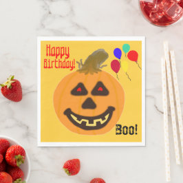 Guardanapo De Papel Sorriso Laranja Pumpkin Balões de Aniversário