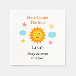 Guardanapo De Papel Sorriso Sol Aqui Vem O Chá de fraldas Sol