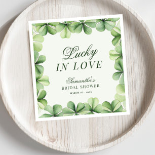 Guardanapo De Papel Sortuda no Amor Chá de Noiva Trevo Verde