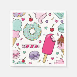 Guardanapo De Papel Sorvete Com Confeitos E Bolo De Aniversário