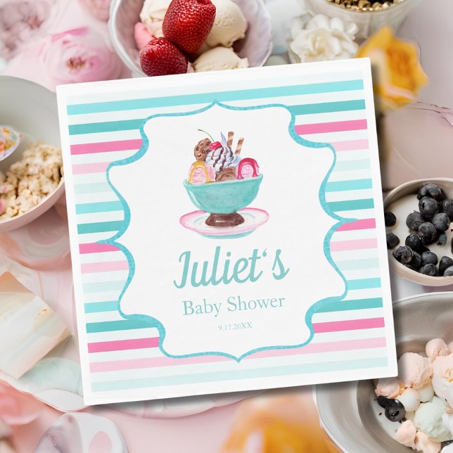 Guardanapo De Papel Sorvete de Aquarela Sundae Chá de Bebê (Criador carregado)