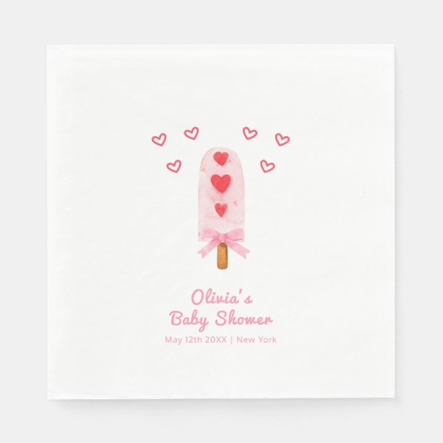 Guardanapo De Papel Sorvete De Coração Rosa Pronto Para Pop (Frente)