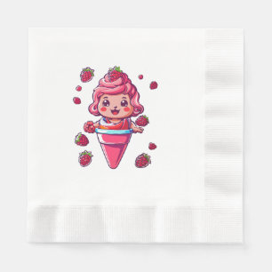 Guardanapo De Papel Sorvete de framboesa Kawaii