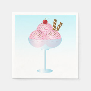 Guardanapo De Papel Sorvete de Morango Rosa Sundae