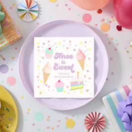 Guardanapo De Papel Sorvete e Bolo de 3º Aniversário