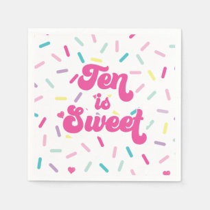 Guardanapo De Papel Sorvete e Bolo Dez é doce 10º aniversário