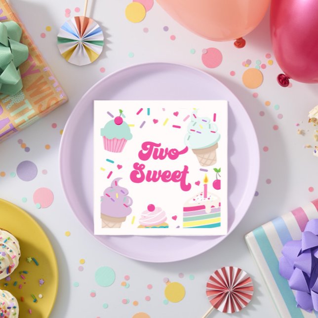 Guardanapo De Papel Sorvete e Bolo Dois segundos aniversários Doce (Criador carregado)