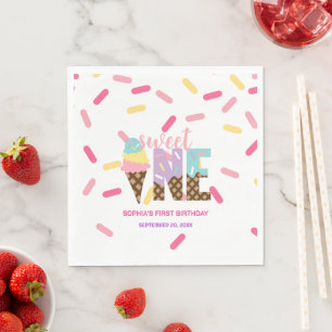Guardanapo De Papel Sorvete e borrifagem doce um primeiro aniversario
