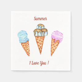 Guardanapo De Papel Sorvete Eu Te Amo Doce Verão 