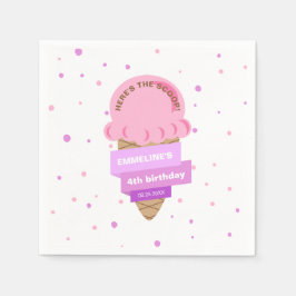 Guardanapo De Papel Sorvete Here's The Scoop Doce Rosa Aniversário