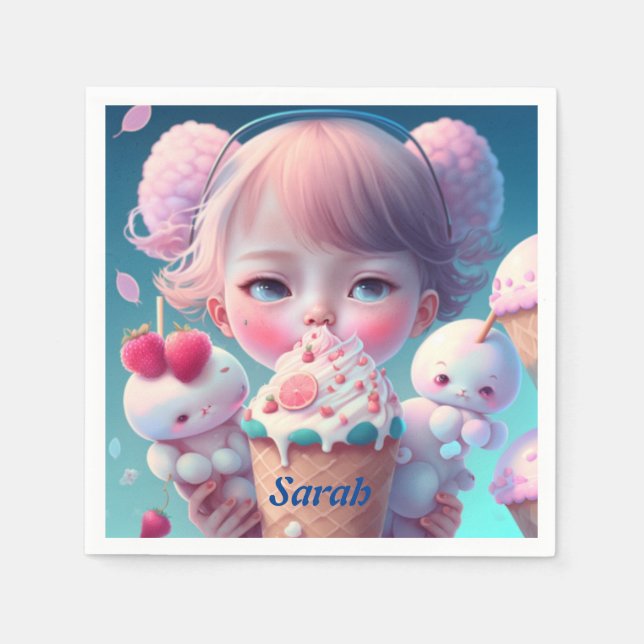 Guardanapo De Papel Sorvete Kawaii (Frente)