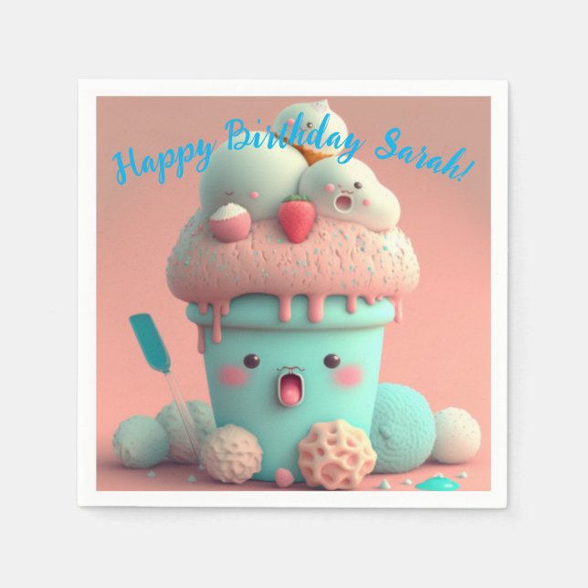 Guardanapo De Papel Sorvete Kawaii (Frente)