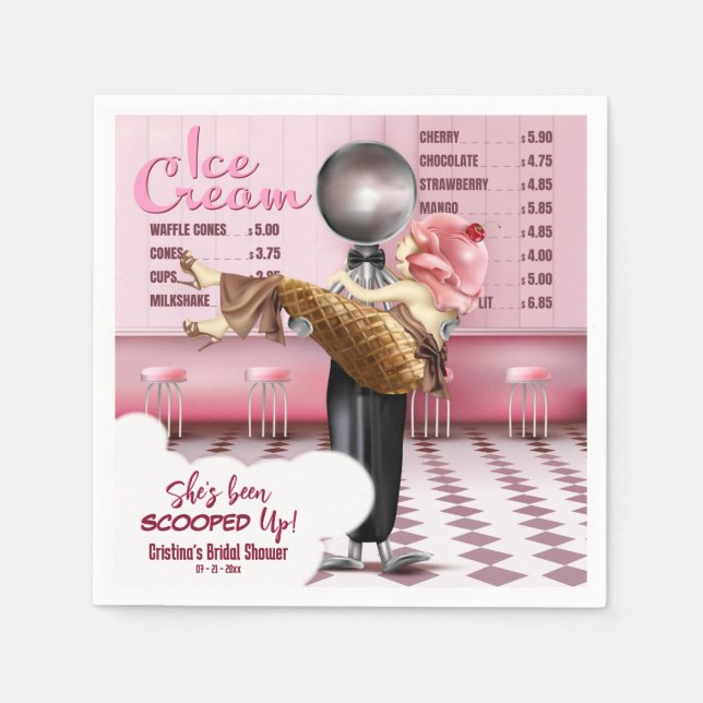 Guardanapo De Papel Sorvete Parlor Ela foi esfregada (Frente)