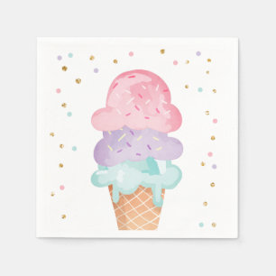 Guardanapo De Papel Sorvete Rosa Mint Papel Cone Confetti Nápoles