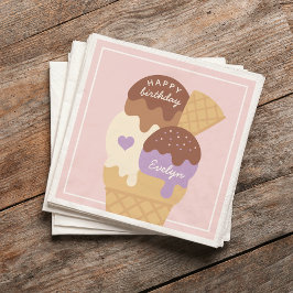 Guardanapo De Papel Sorvete Sundae Parte Personalizada do Aniversário 