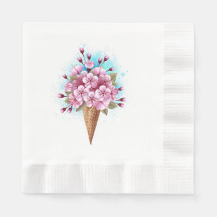 Guardanapo De Papel Sorvete Waffle Rosa Sakura Cone