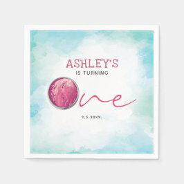 Guardanapo De Papel Sorvete Watercolor Primeiro Aniversário