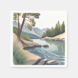 Guardanapo De Papel South Lake Tahoe | Paisagem Aquarela