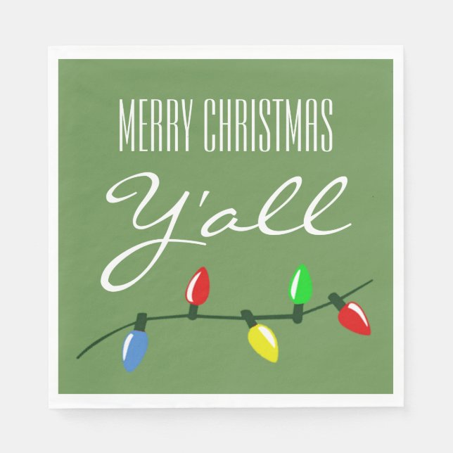 Guardanapo De Papel Southern Ya Merry Christmas Tree Lights Engraçado (Frente)