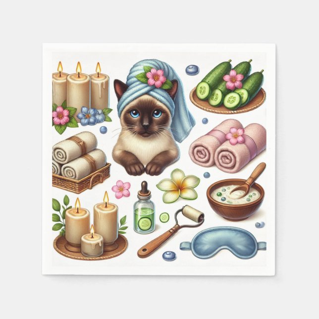 Guardanapo De Papel Spa Cat Tratamento simulado para gatos (Frente)