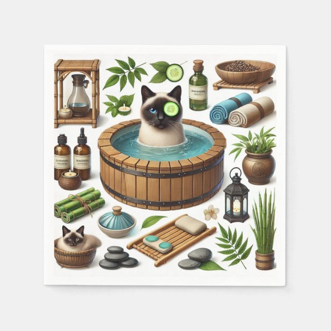 Guardanapo De Papel Spa Cat Tratamento simulado para gatos (Frente)