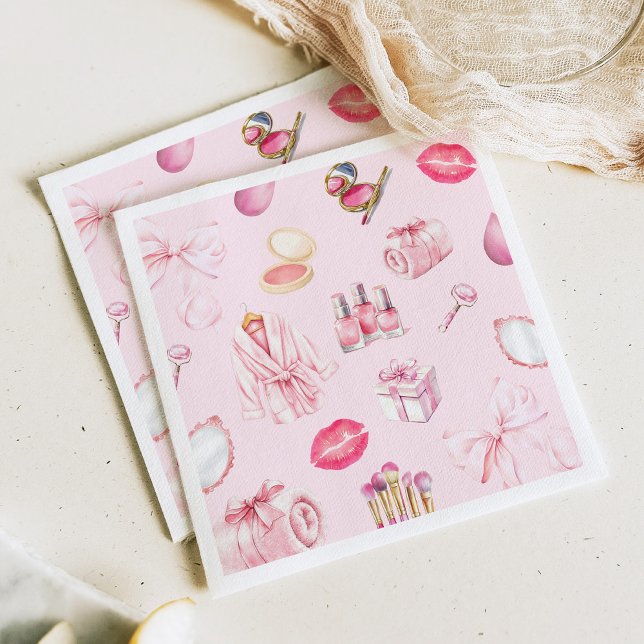Guardanapo De Papel Spa Party Pink Birthday Party (Criador carregado)