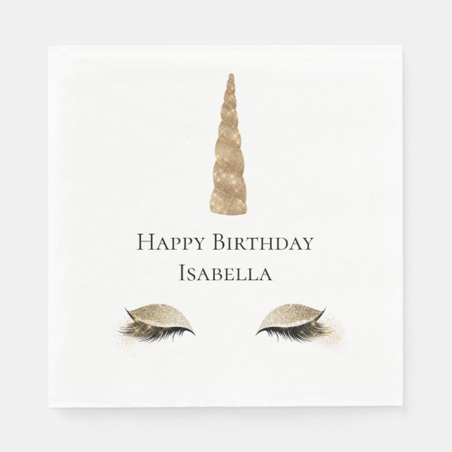 Guardanapo De Papel Sparkle Dourada Glam Unicorn (Frente)