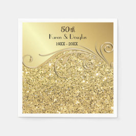 Guardanapo De Papel Sparkle Dourado 50º Aniversário de Casamento