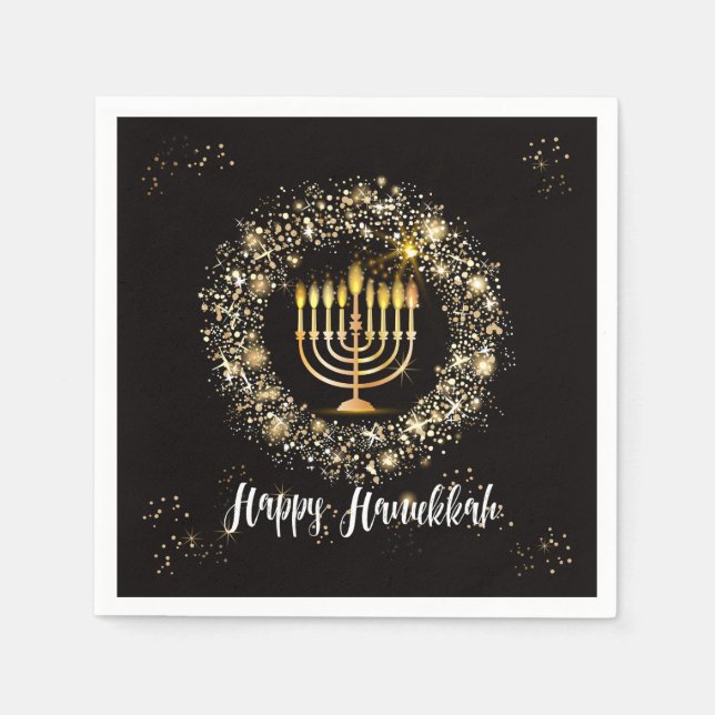 Guardanapo De Papel Sparkle Menorah Hanukkah (Frente)