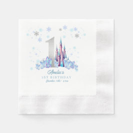 Guardanapo De Papel Sparkle Silver Frozen Kingdom Castle primeiro aniv