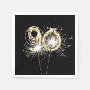 Guardanapo De Papel Sparklers de Festa de aniversário 90 em preto
