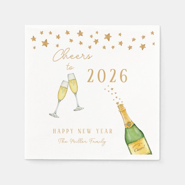 Guardanapo De Papel Sparkling Champagne Cheers to New Year Party (Frente)