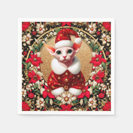 Guardanapo De Papel Sphynx Cat Santa Elf by AI