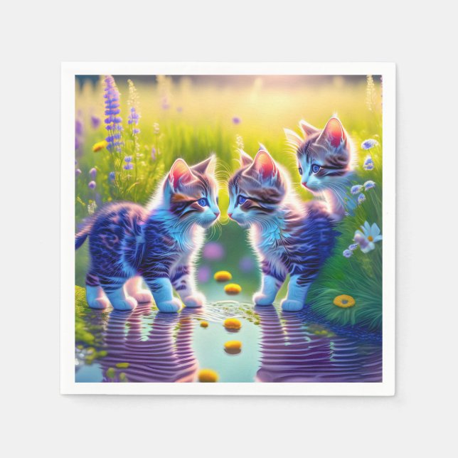 Guardanapo De Papel Spielende Katzenkinder (Frente)