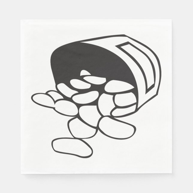 Guardanapo De Papel Spilled Beans Black and White Outline (Frente)